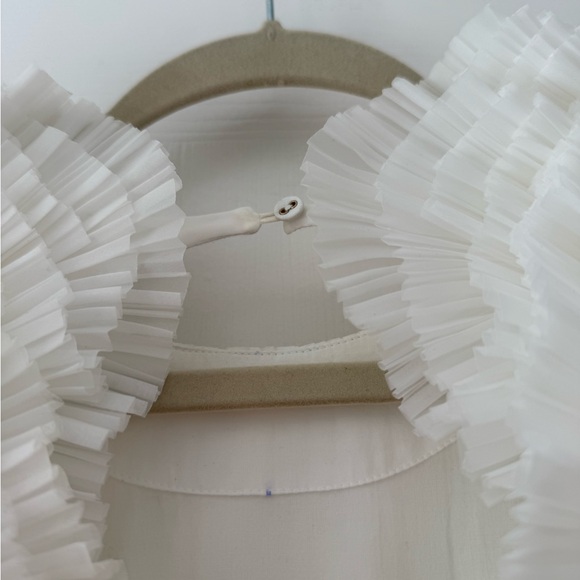 Aje Sculptura Expressive Ruffle Detailed Pleated Organza Maxi Dress White Bridal - Picture 7 of 16